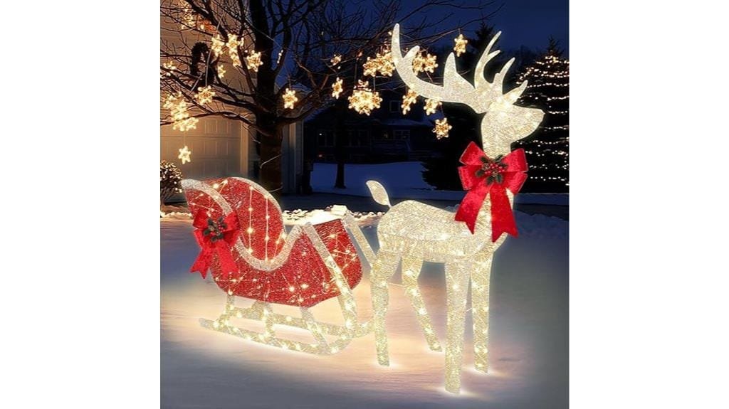 lighted reindeer sleigh decorations