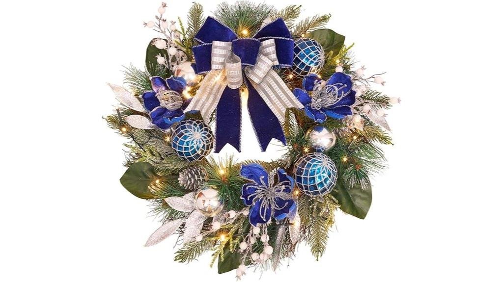 lit wreath with timer