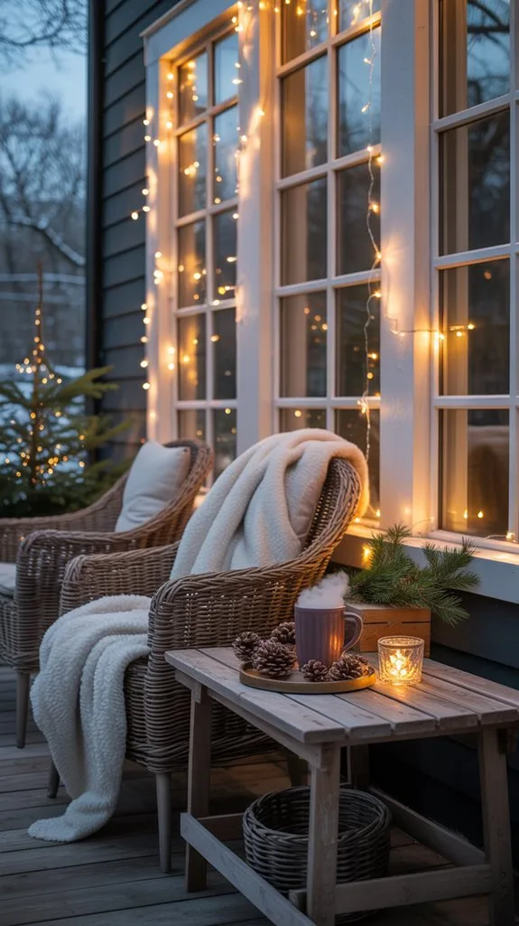 magical winter porch lighting