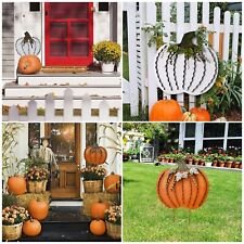 Metal Pumpkin Yard Stake Pumpkin Garden Sign Fall Decor Indoor Outdoor for Autum
