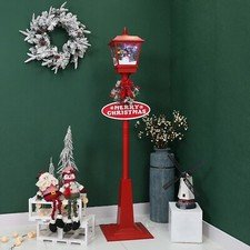 Musical Santa Snowing Christmas Street Lamp 70.75"