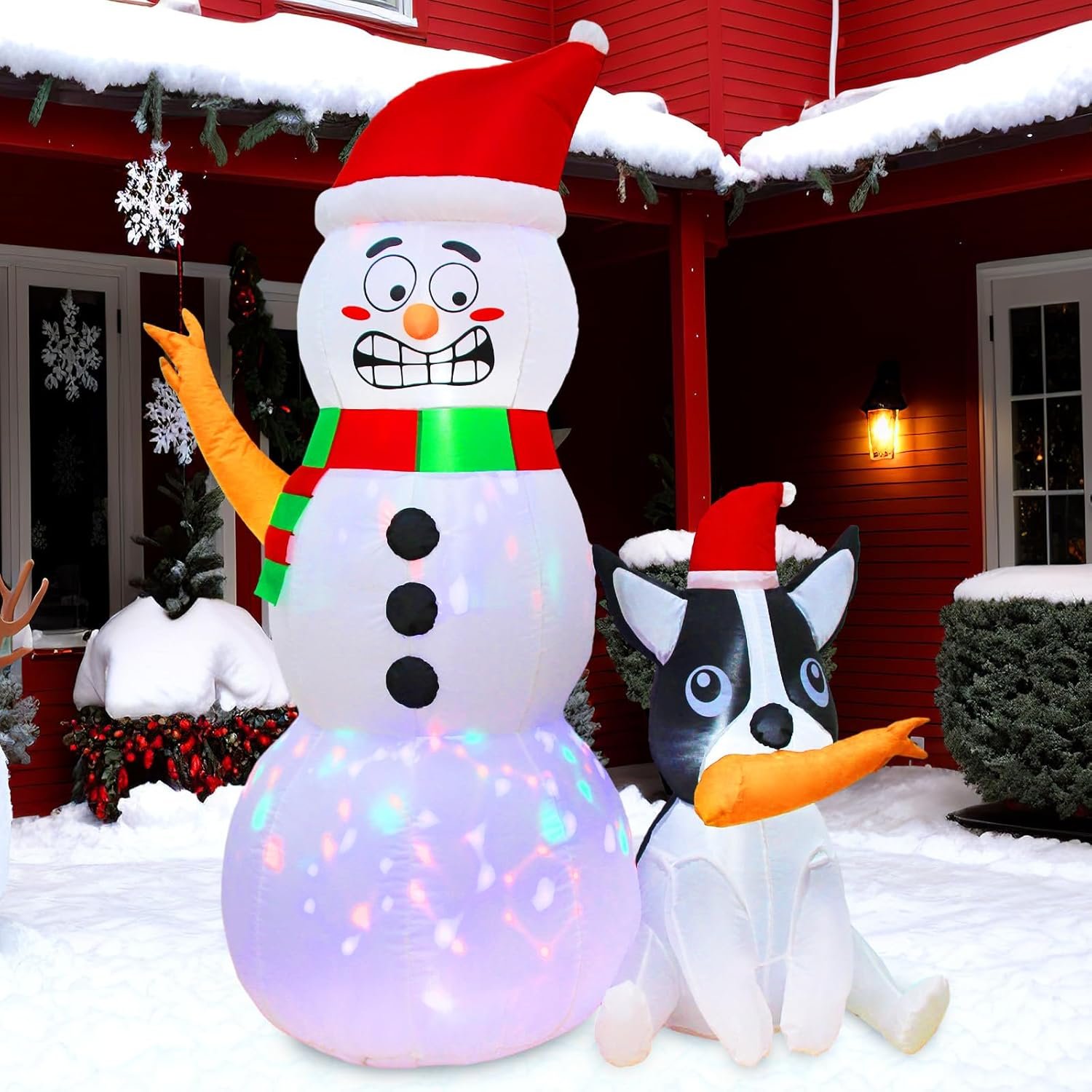 OurWarm 6FT Inflatable Christmas Snowman & Dog