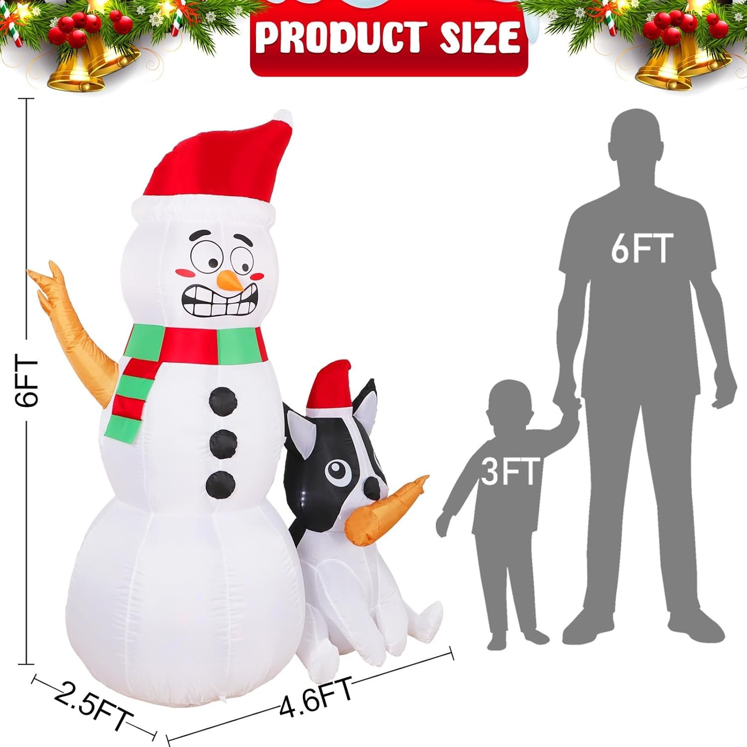 OurWarm 6FT Inflatable Christmas Snowman & Dog