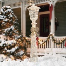 Outdoor 5 FT Lighted Lamp Post with Bowknot Christmas Decoration with LED Lights