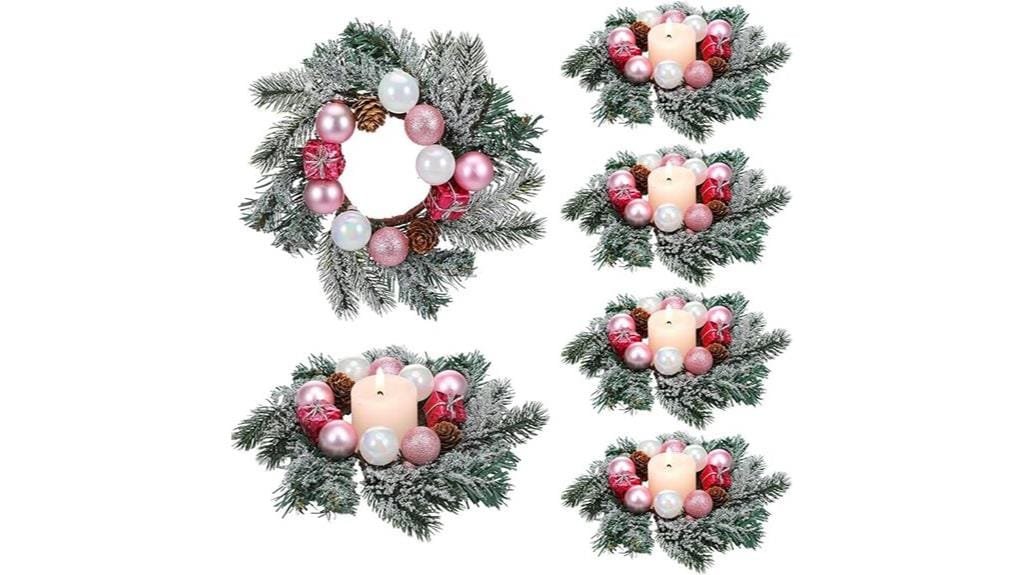 pink christmas candle rings