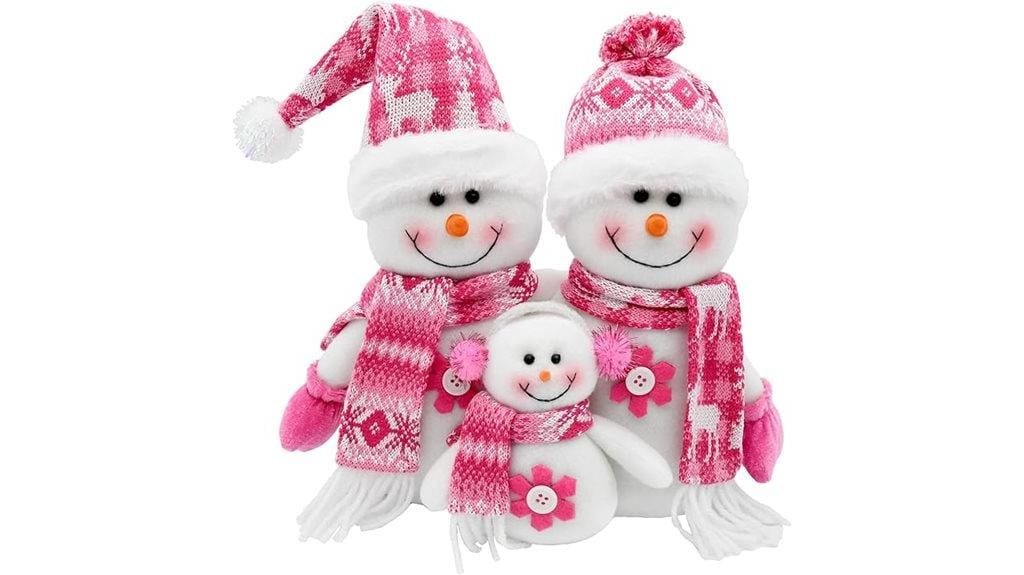 pink stuffed snowman ornaments