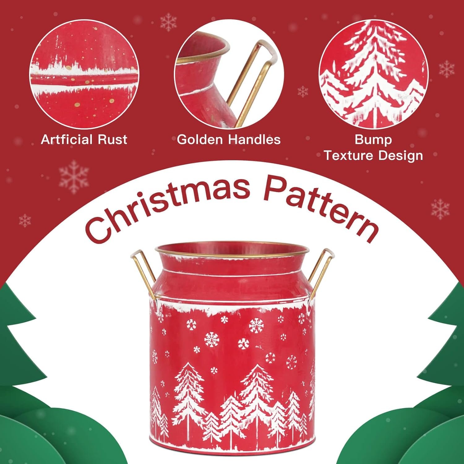 Putuo Decor Rustic Metal Milk Can Vase