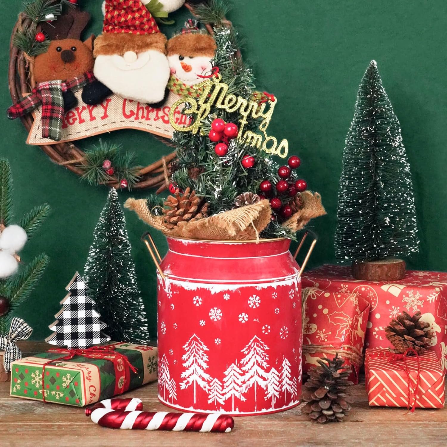 Putuo Decor Rustic Metal Milk Can Vase