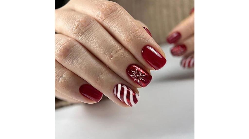 red glossy christmas nails