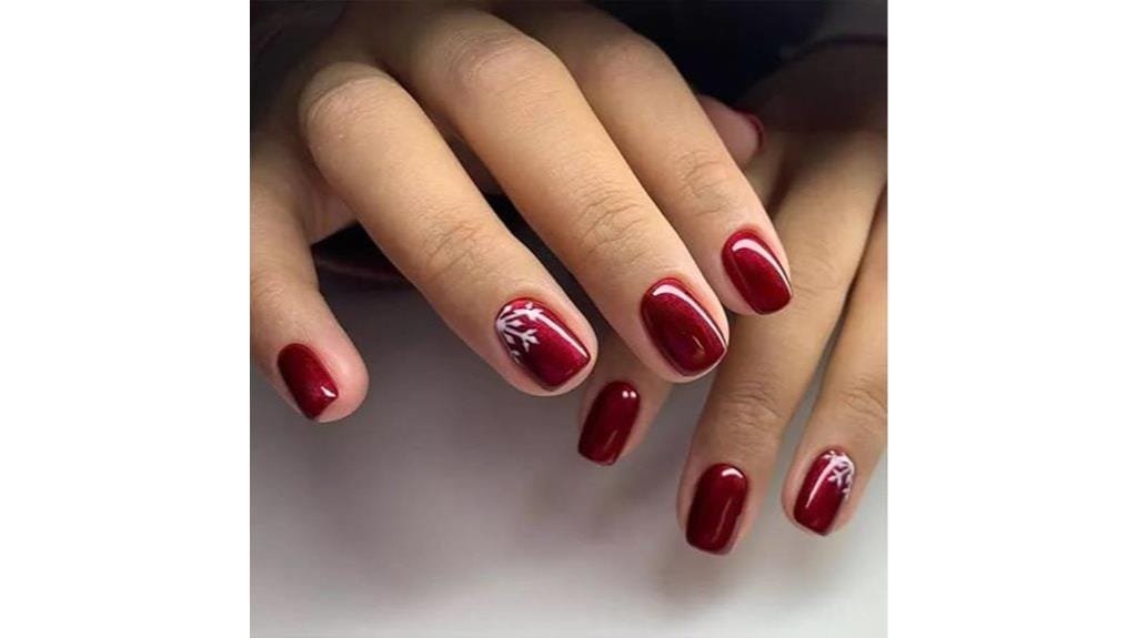 red snowflake press on nails