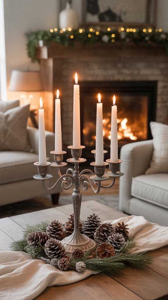 rustic candelabra with candles