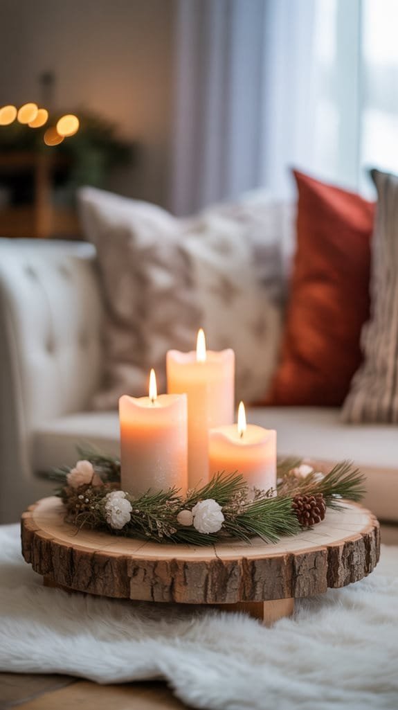 rustic candle display platform
