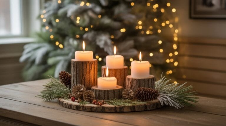 rustic christmas candle selection
