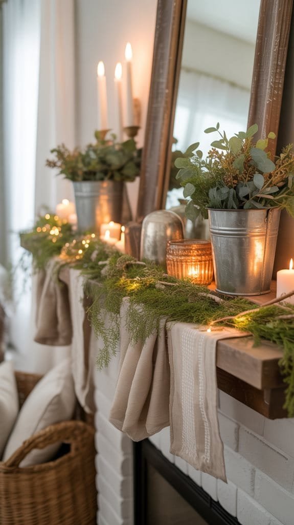 rustic galvanized bucket arrangements