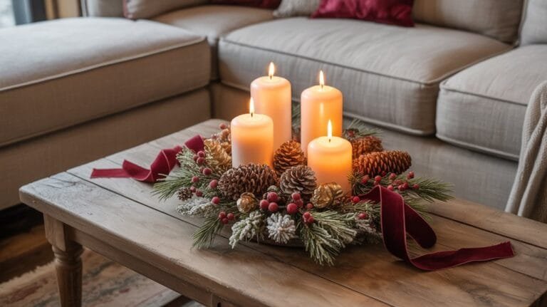 rustic winter candle decor