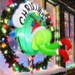 santa and giant wreath