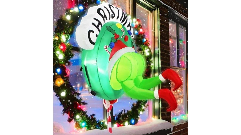 santa and giant wreath