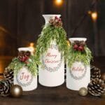Set of 3 Christmas Ceramic Vases