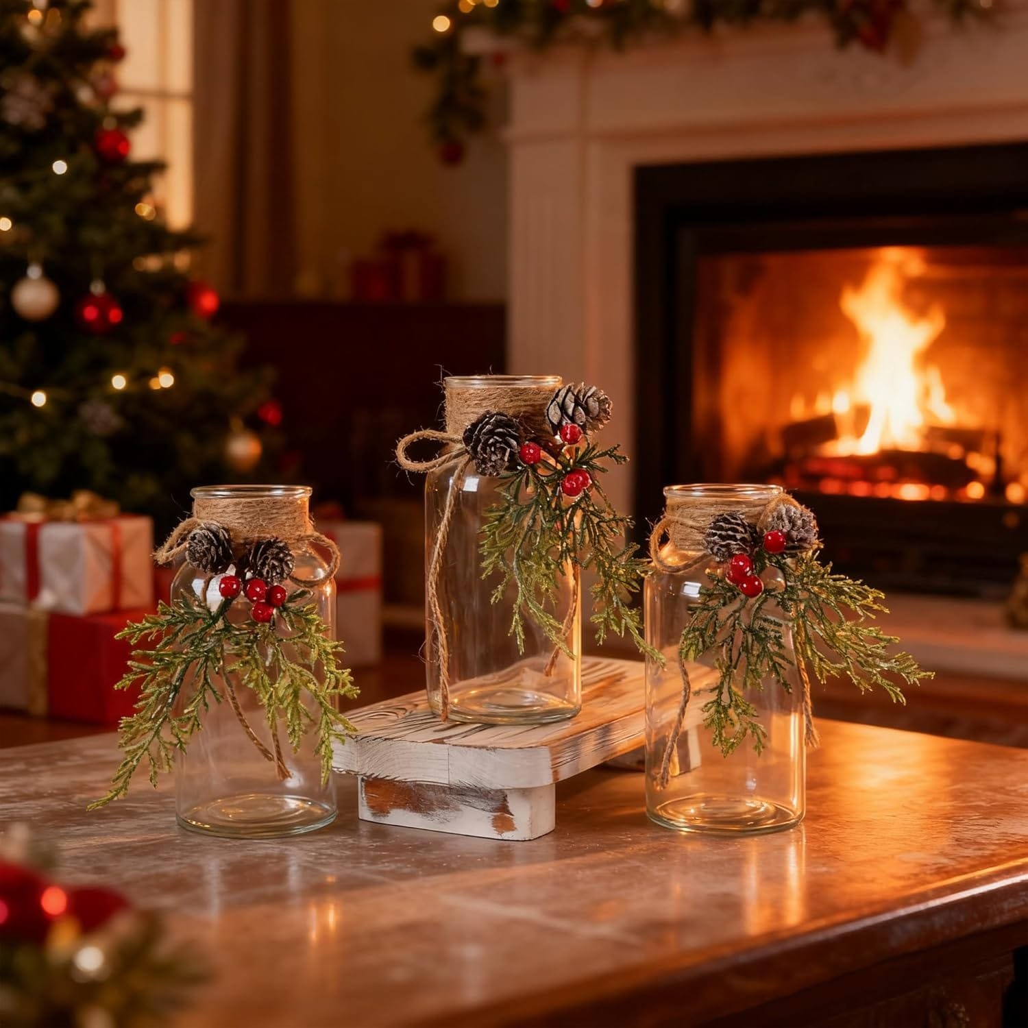 Set of 3 Christmas Decor Vases