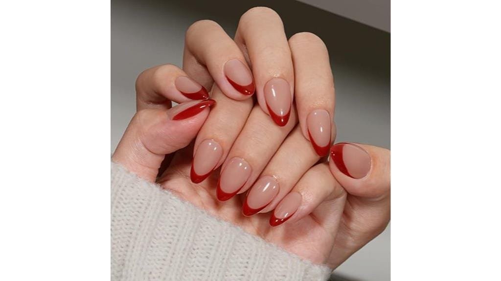 short almond red nails