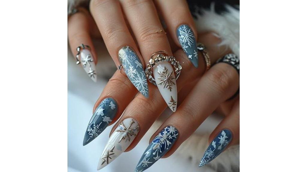 snowflake christmas press ons