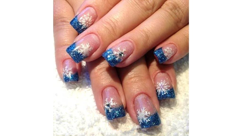 snowflake french tip nails