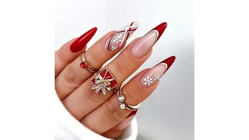 snowflake glitter press on nails