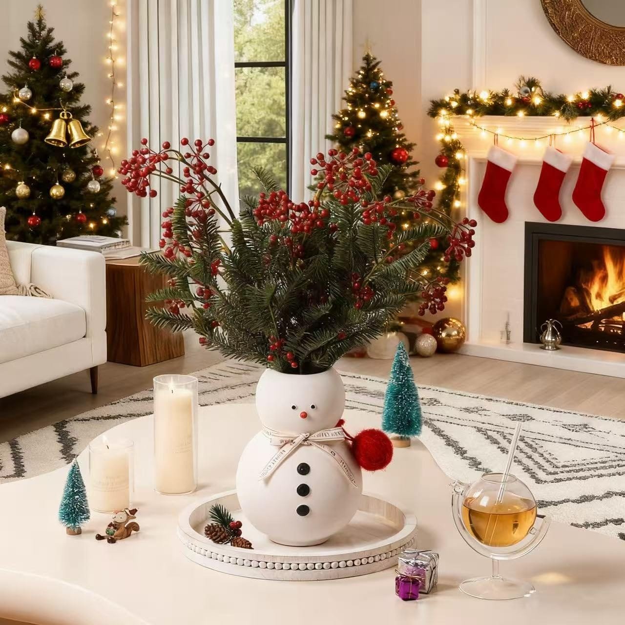 Snowman Ceramic Christmas Vase Decor