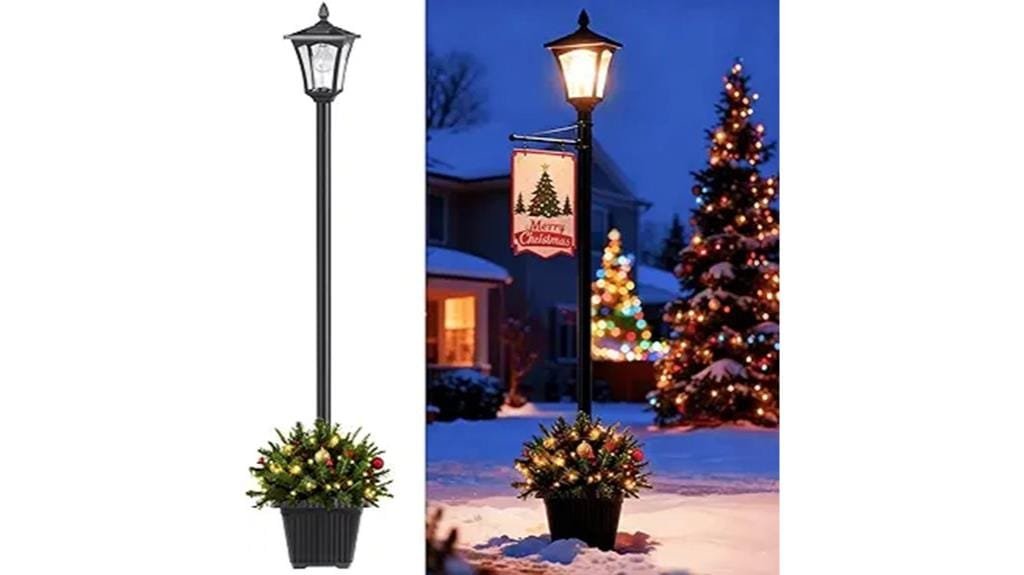 solar lamp post planter