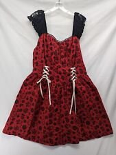 Steampunk Lolita Red Gears Dress Lace Straps Red/black Goth