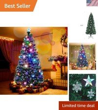 Stunning 7 ft Color Changing Christmas Tree with Snowflakes - Indoor/Outdoor Use