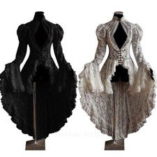 Tunic Dress Plus Size Gothic Long Breathable Lace Dres Steampunk Renaissance Hot