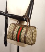 Vintage 1980s GUCCI Brown GG Monogram Boston Bag