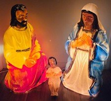 Vintage 31" Nativity Christmas Blow Mold Jesus Joseph Mary General Foam