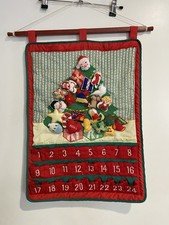 Vintage Advent Calendar Countdown Christmas Tree Fabric 24 Pocket with Ornaments