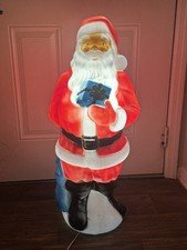 Vintage Blow Mold SANTA CLAUS 33” EMPIRE Plastic 1971 Lighted Blue Present Works