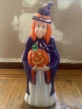 Vintage Blow Mold Witch W/ Pumpkin Halloween 41” tall
