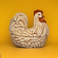 Vintage Ceramic Rooster Chicken Cookie Jar Canister~Farmhouse~Hand Painted~8.5”