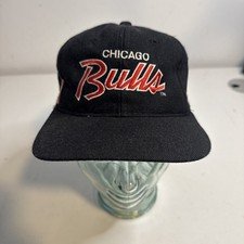 Vintage Chicago Bulls Single Script Sports Specialties Snapback Hat Black Nba