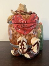 Vintage Country Western Cowboy Hat & Boots Theme Cookie Jar