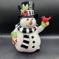 Vintage Fitz & Floyd Frosty's Frolic Figural Cookie Jar & Lid 11” Frosty READ