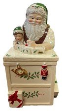 Vintage Lenox Holiday Santa’s Workbench Cookie Jar Pristine Condition #6095103
