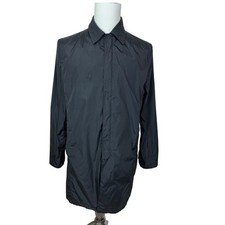 Vintage Prada Authentic Mens Classic Nylon Full Length Black Rain Coat MD Italy