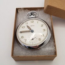 Vintage SMITHS Pocket Watch Silver-tone 50.8mm Great Britain Works