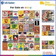 Vintage Tin Signs 35pcs Metal Retro Gas Oil Decor Collectible Wall Art