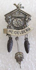 Vintage Town of Heidelberg, Germany Tourist Travel Souvenir Pin - Cuckoo Clock