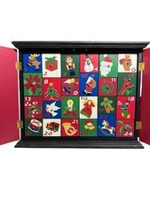 Vintage Wooden Advent Calendar Christmas Count Down Cabinet Snowman Painted Door
