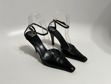 Vtg Gucci Black Leather Heels 36C