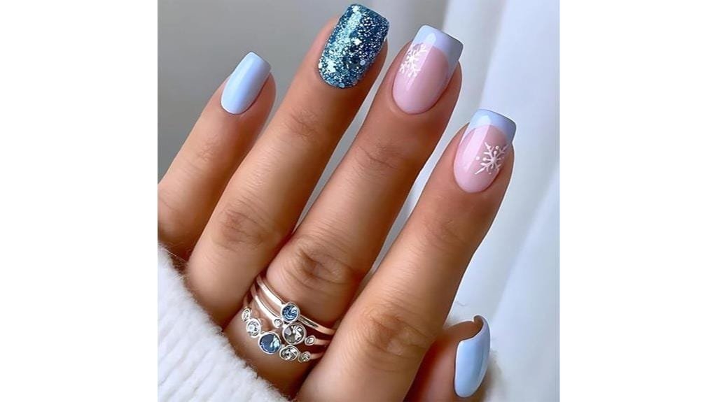 white blue tip nails