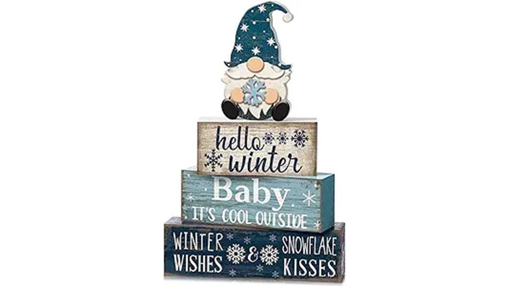winter gnome snowflake decor